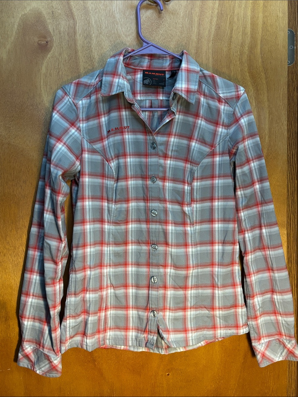 Mammut Women's Red and Gray Plaid Button-Down Shirt